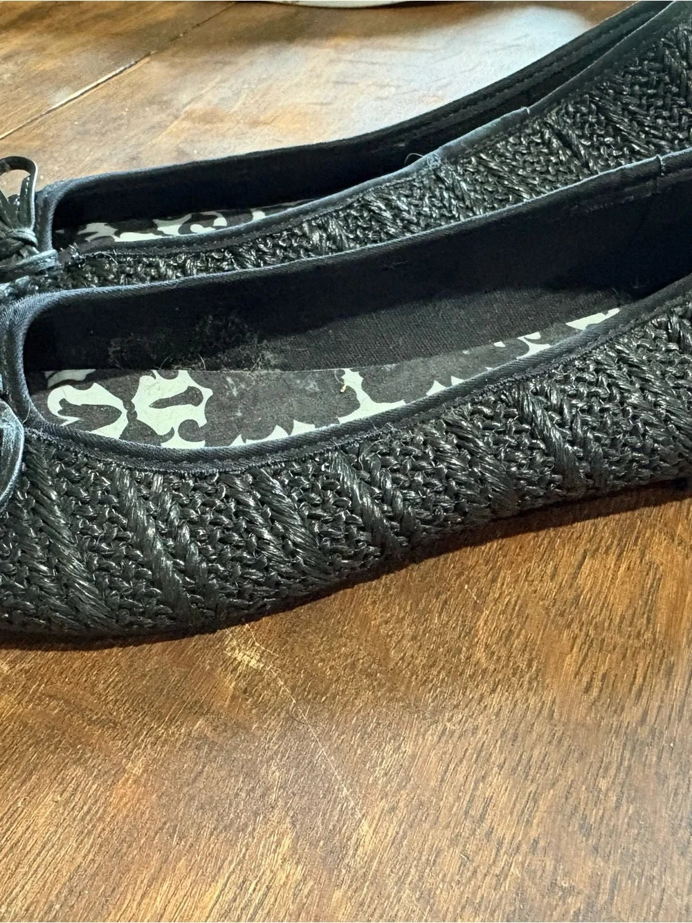 Zigi Soho HARLLEE Black Woven Raffia Bow Ballet Flats 9⁠